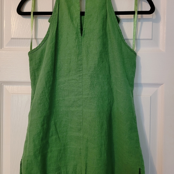 San Tropez West | Linen Ruffle Halter | Green | Sz S | Excellent Condition - Picture 3 of 4